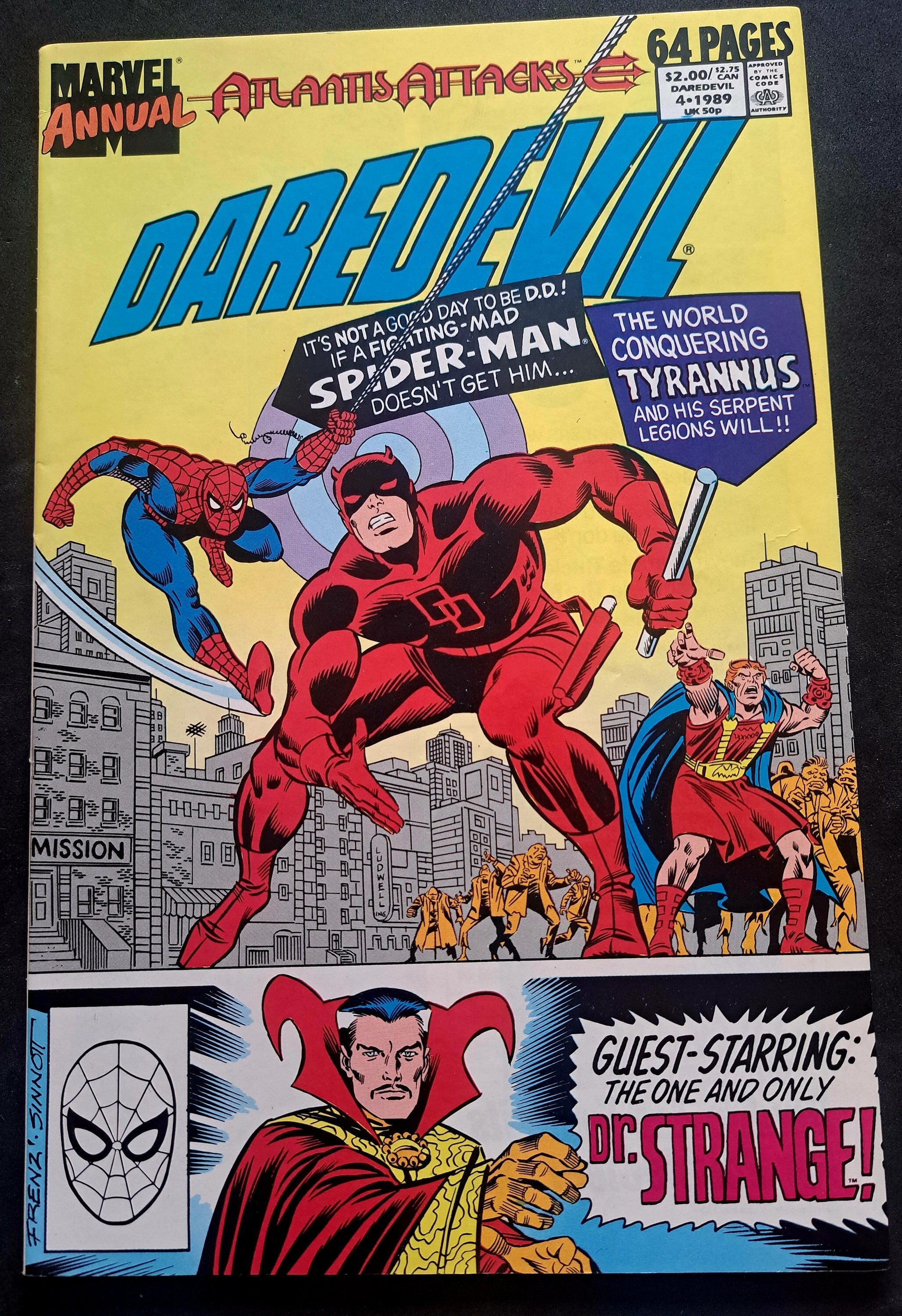 DAREDEVIL Annual #4 A friend in Need; 1989; Numbering Error; Copper Age Comic; Marvel Comics; High Grade (Vf-NM 9.2)