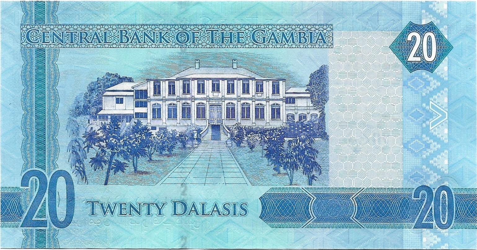 GAMBIA 20 Dalasis; P33; 2015, UNCIRCULATED; Featuring Carmine Bee-Eater