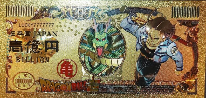 TORANKUSU from Dragon Ball Z;  .9999 GOLD FOiL 10000 Yen Note; Comes in a Collector Display holder