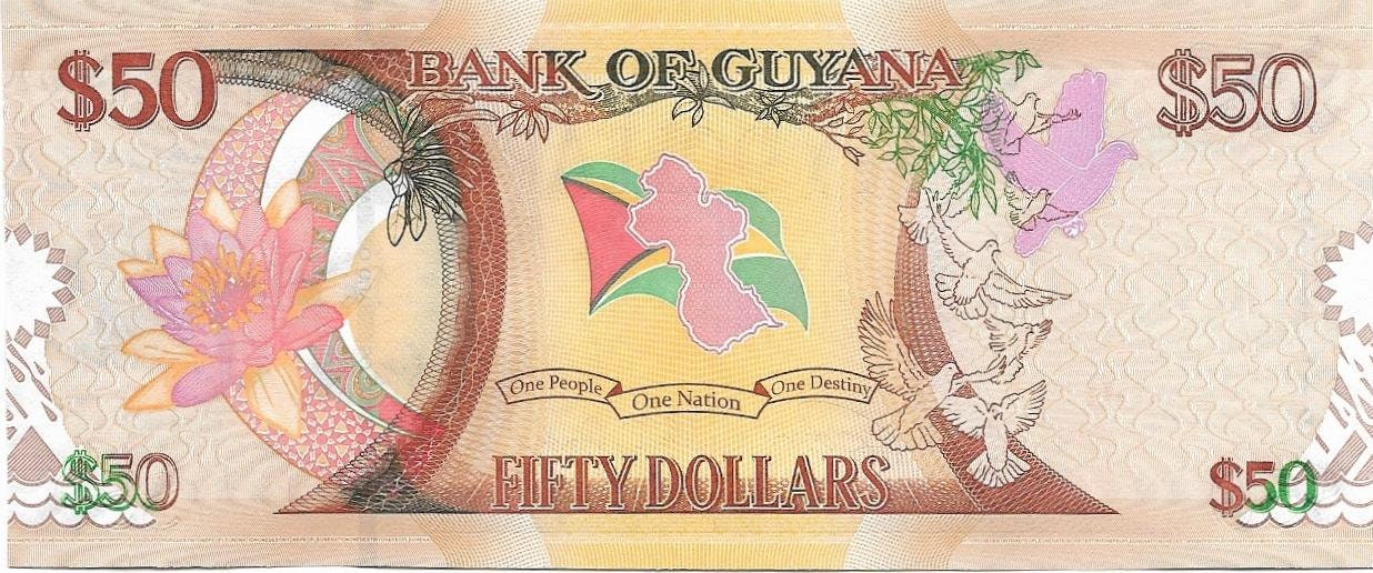 Guyana 50 Dollars, P-41, UNCIRCULATED; 2016; Commemorative Note; Features a JAGUAR