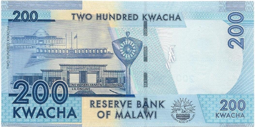 MALAWI 200 Kwacha Banknote; P - 60c; UNCIRCULATED; 2016;  features Rose Chibambo