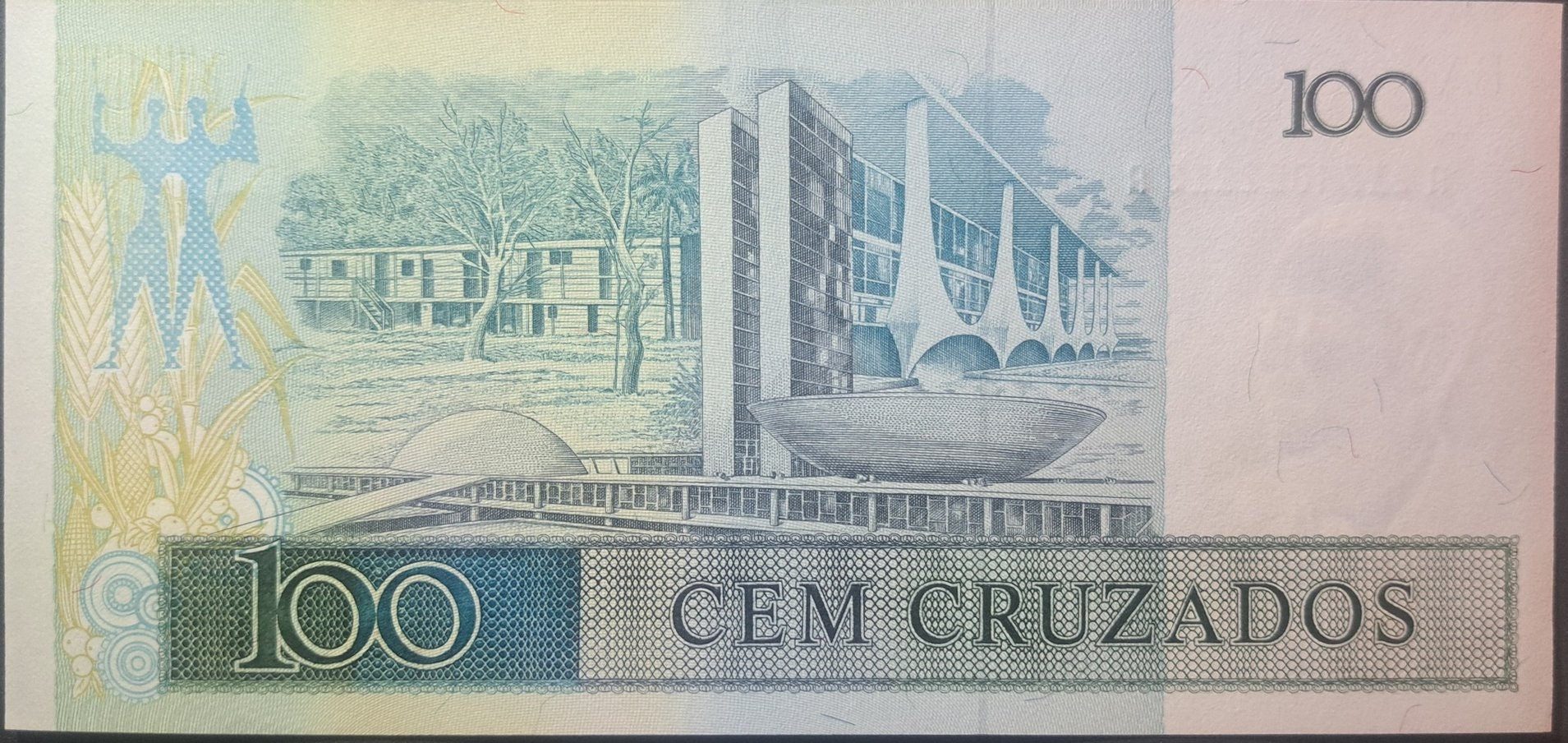 Brazil 100 Cruzados Banknote; P - 211c; UNC from 1987 ~ Power Station