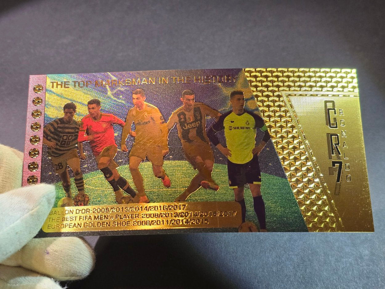 Cristiano Ronaldo "CR7"; "The King of Football"; .9999 GOLD FOIL Note; Fan Collectible; Colorful; Comes in a Collector Display holder