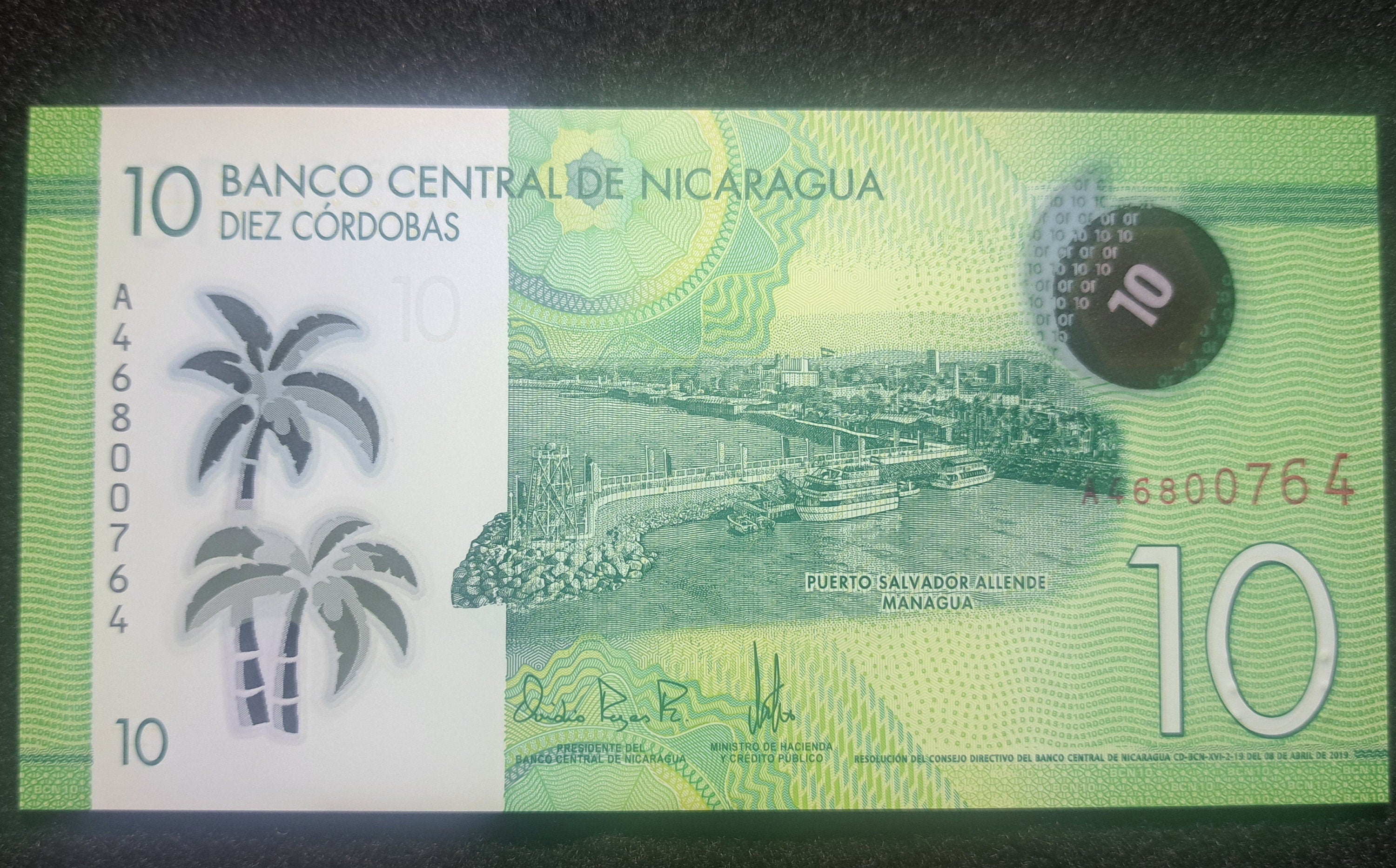 NICARAGUA 10 Cordobas, P-209b; UNCIRCULATED, 2019; Polymer