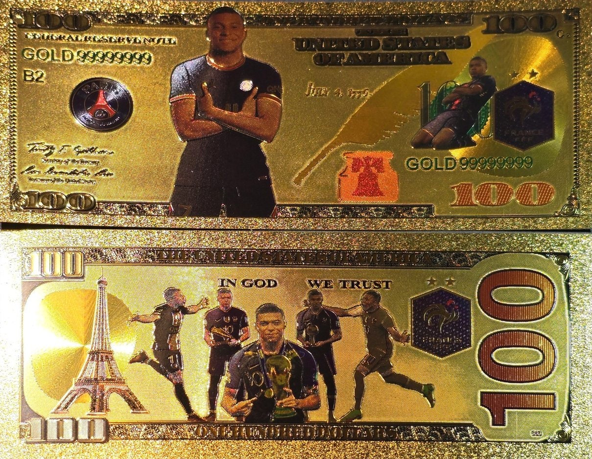 KYLIAN MBAPPE, French Football Superstar; .9999 GOLD FOiL Note; Fan Collectible; Colorful; Comes in a Collector Display holder