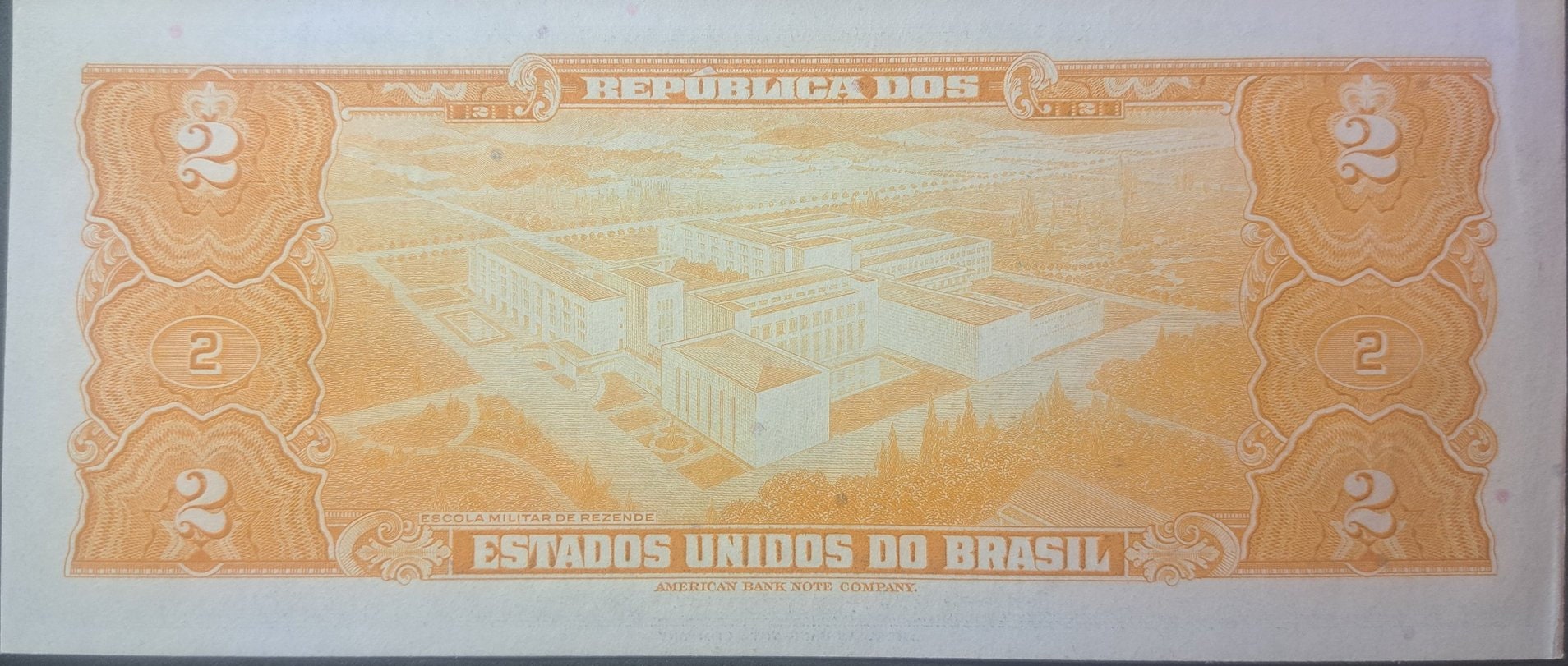 Brazil 2 Cruzeiros Banknote; P-151b; UNCIRCULATED, 1954-1958; features Military School