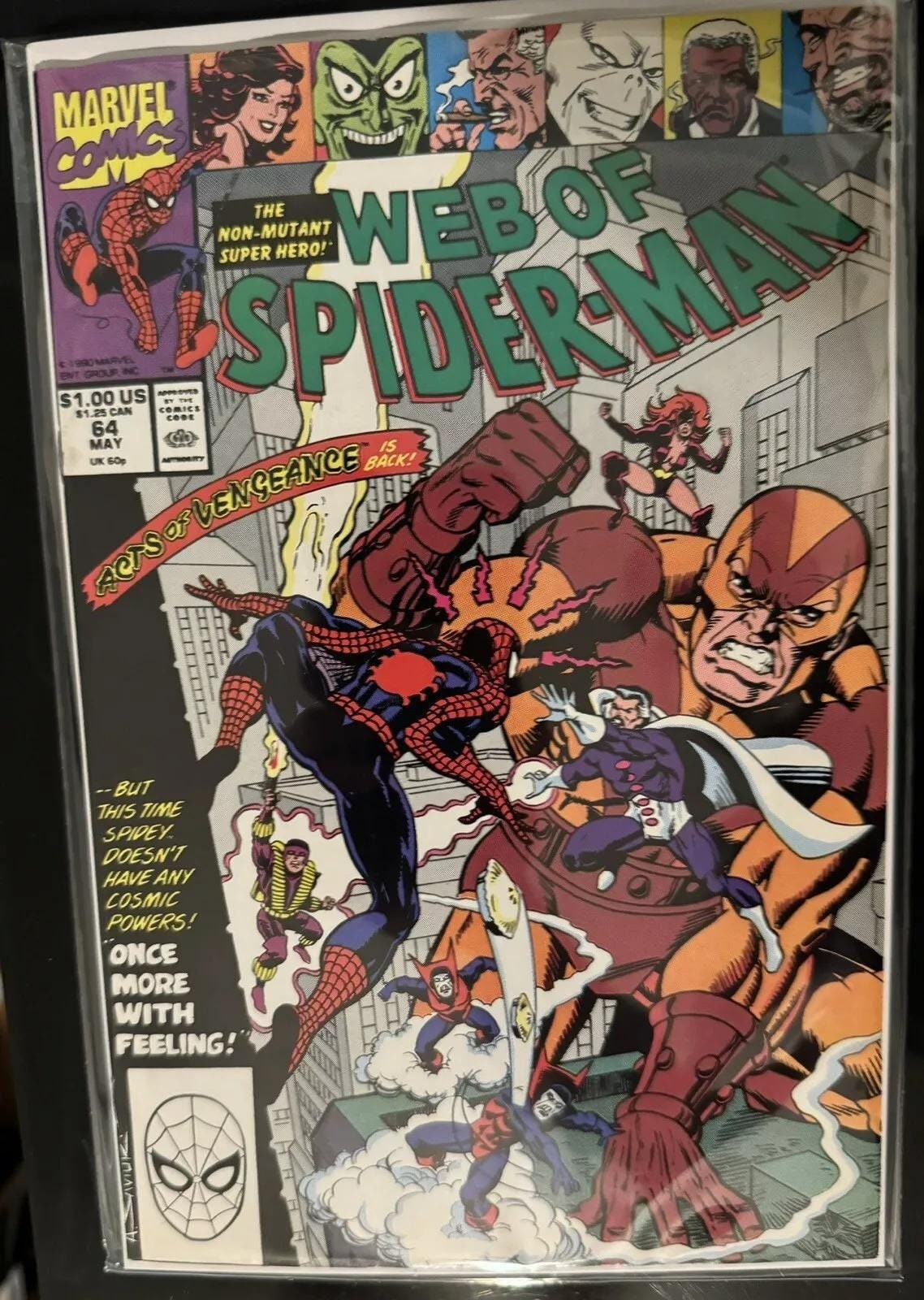 WEB Of SPiDERMAN #64 from 1990; (VF-NM 9.0) Direct Edition; Cameo Green Goblin