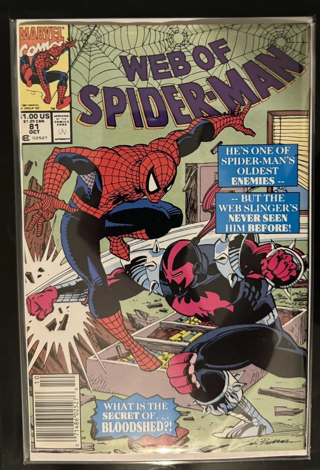 WEB Of SPiDERMAN #81 from 1991; (VF-NM 9.0) Newsstand Edition; 1st appearance Bloodshed, Kurt Busiek Story