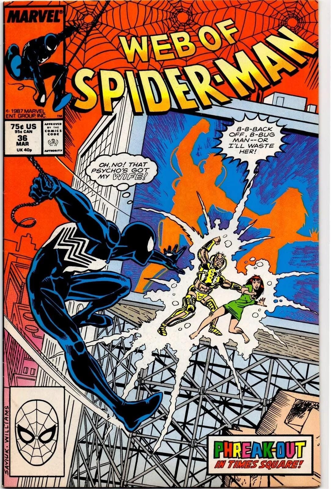 WEB Of SPiDERMAN #36 from 1988; (VF-NM 9.0) Direct Edition; Key 1st Appearance of Tombstone