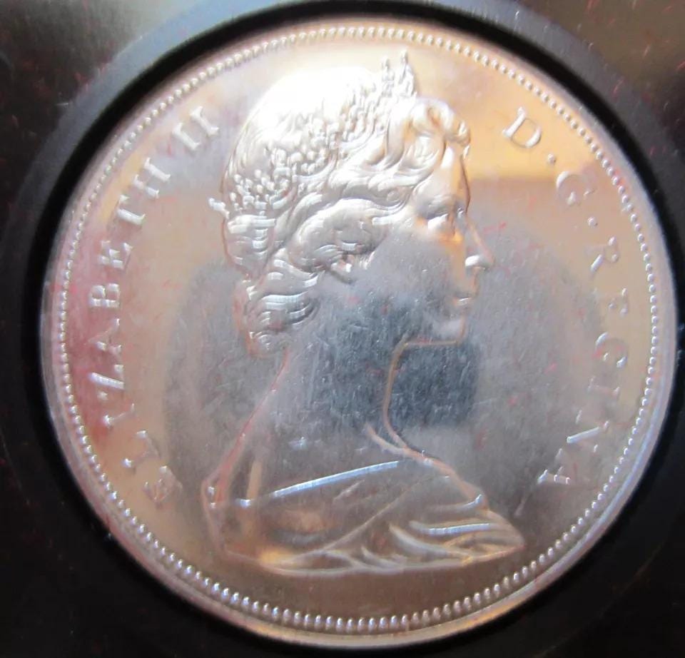 1970 Canada CASED Nickel Dollar, Manitoba Centenary, Features Queen Elizabeth II