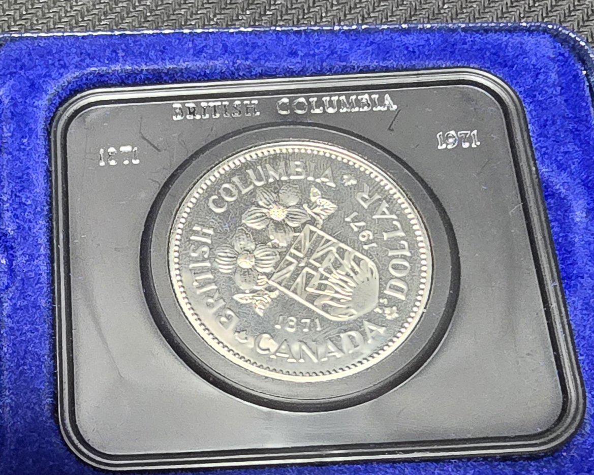 1971 Canada CASED Nickel Dollar, BC Centenary, Features Queen Elizabeth II