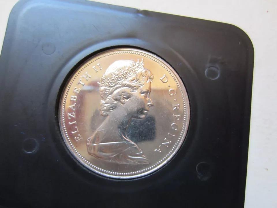 1971 Canada CASED Nickel Dollar, BC Centenary, Features Queen Elizabeth II