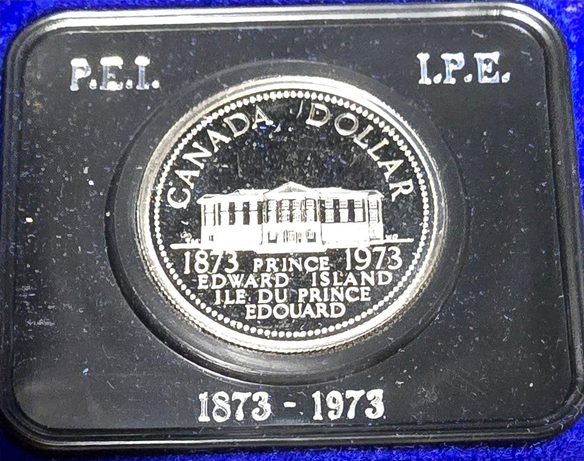 1973 Canada CASED Nickel Dollar, PEI Centenary, Features Queen Elizabeth II