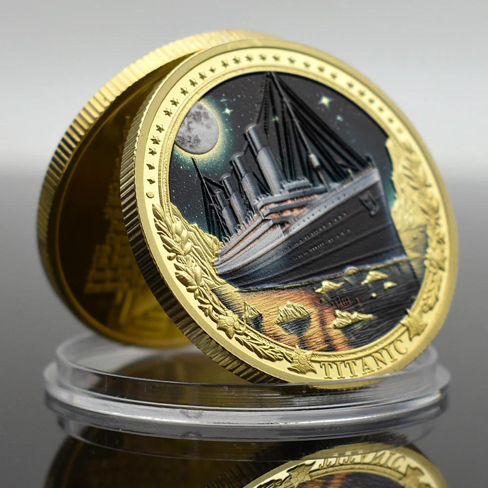 TITANIC ~ Stunning Color and .9999 Gold Layered Commemorative FANTASY Coin ~ In Special Capsule - Challenge Coin