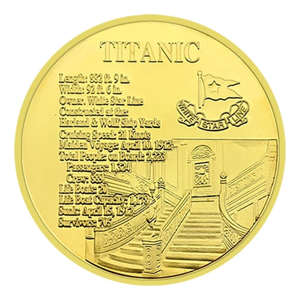 TITANIC ~ Stunning Color and .9999 Gold Layered Commemorative FANTASY Coin ~ In Special Capsule - Challenge Coin