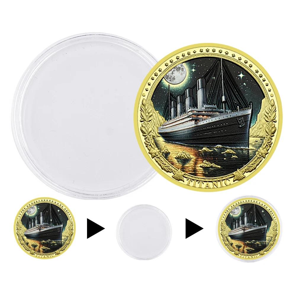 TITANIC ~ Stunning Color and .9999 Gold Layered Commemorative FANTASY Coin ~ In Special Capsule - Challenge Coin