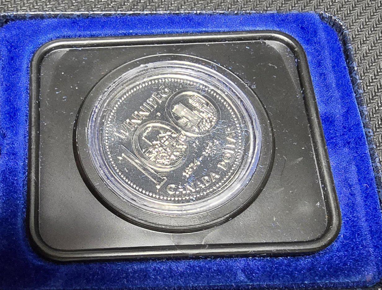 1974 Canada CASED Nickel Dollar, WINNIPEG Centenary, Features Queen Elizabeth II