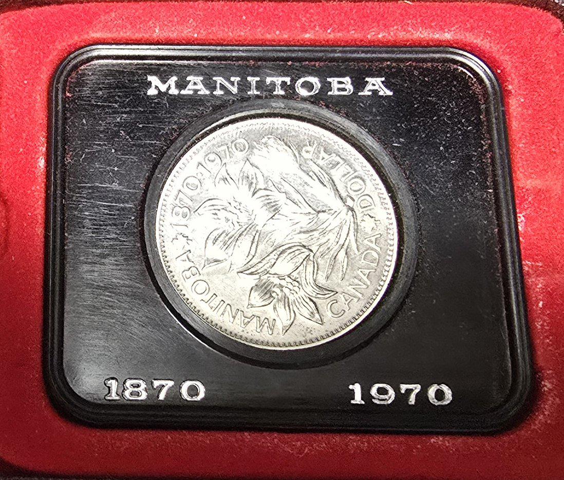 1970 Canada CASED Nickel Dollar, Manitoba Centenary, Features Queen Elizabeth II
