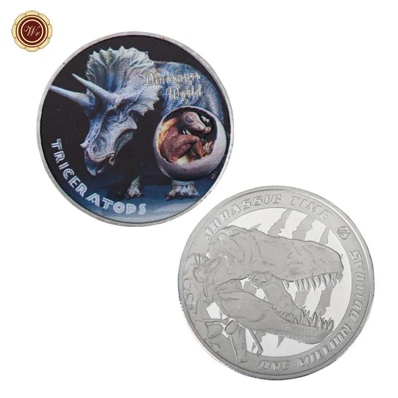 DINOSAUR - Silver Plated Fantasy Coin Set, with COA, Beautiful Coins and Design in a leather bound Case. Each Coin also in a cased holder.