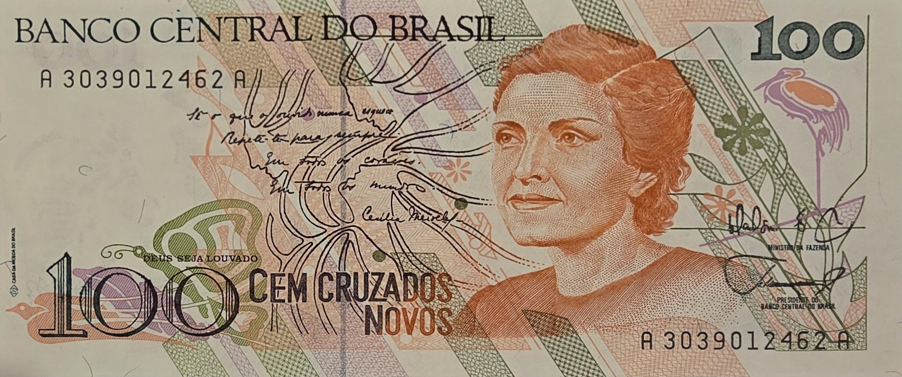 BRAZIL 200 Cruzados Novos, P-220a, Uncirculated, 1989; features Child reading, people dancing