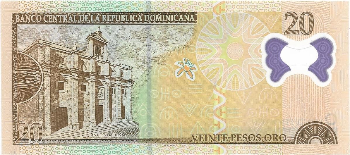 DOMINICAN REPUBLIC 20 Pesos Oro, P-182, UNCIRCULATED from 2009, Features G. Luperon, Polymer
