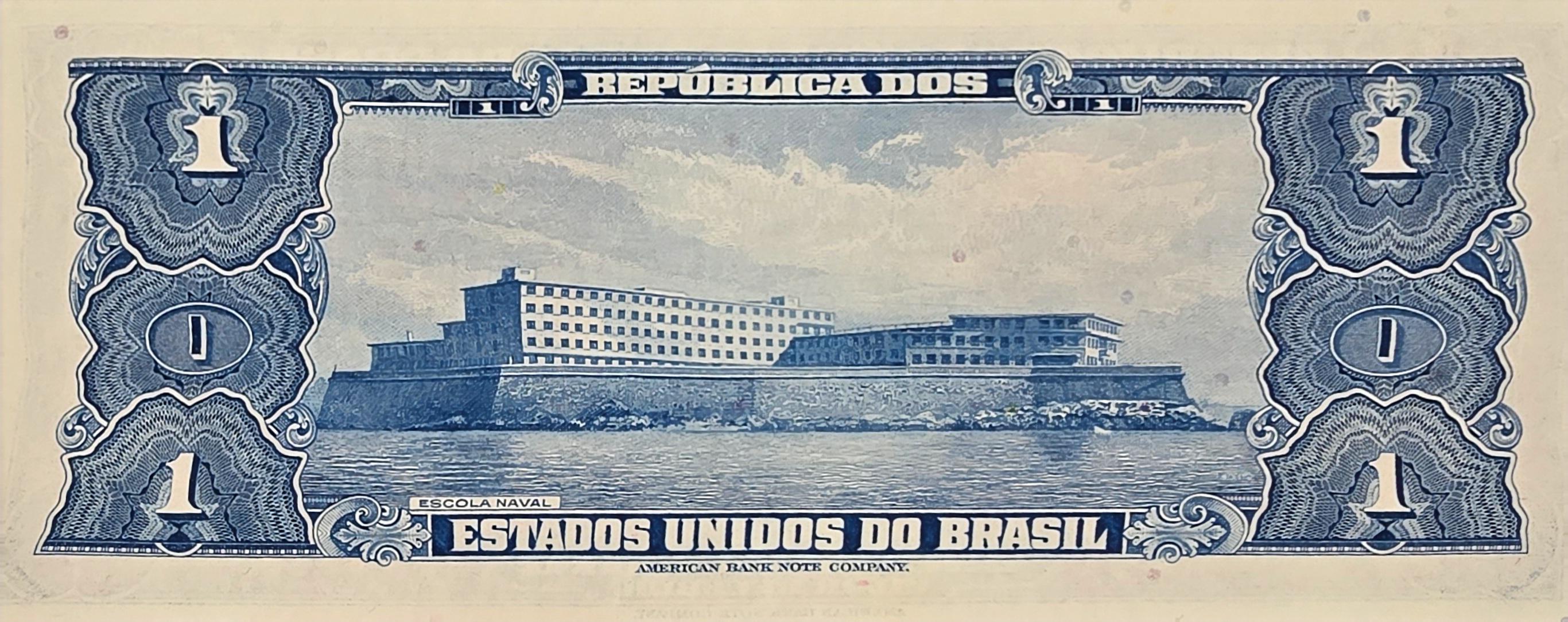 Brazil 1 Cruzeiro Banknote, P-150b, UNCIRCULATED from 1954, features Naval School