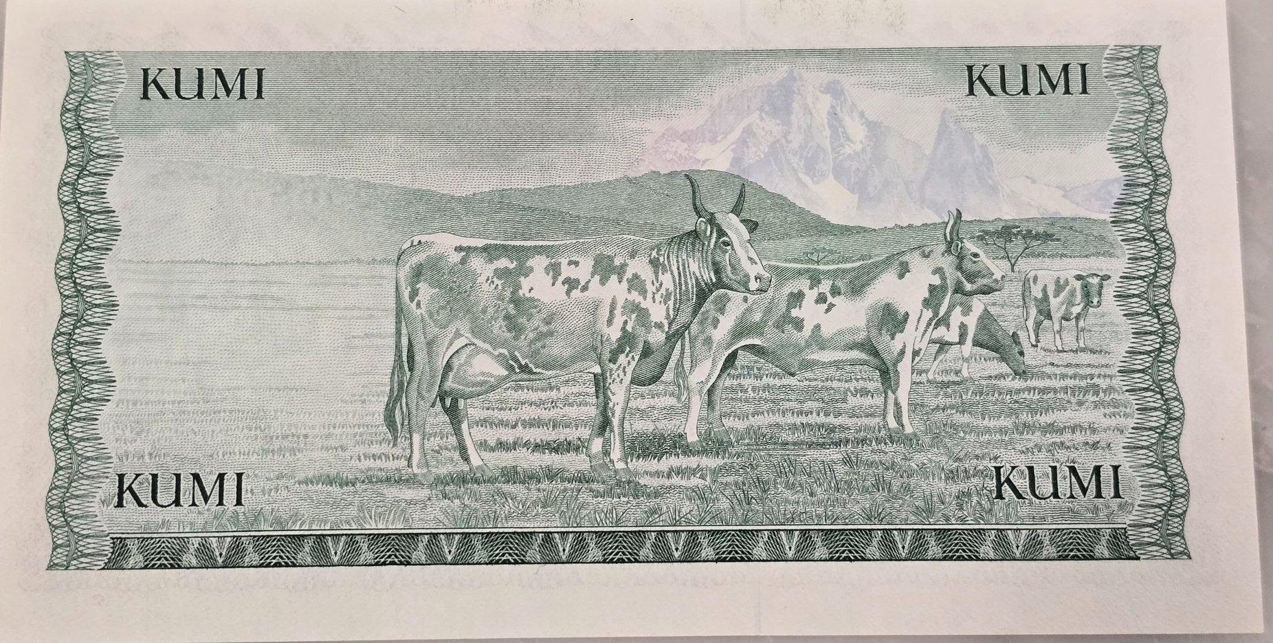 KENYA 10 Shillings, P16, UNCIRCULATED, 1978; featuring Cattle and mount Kenya