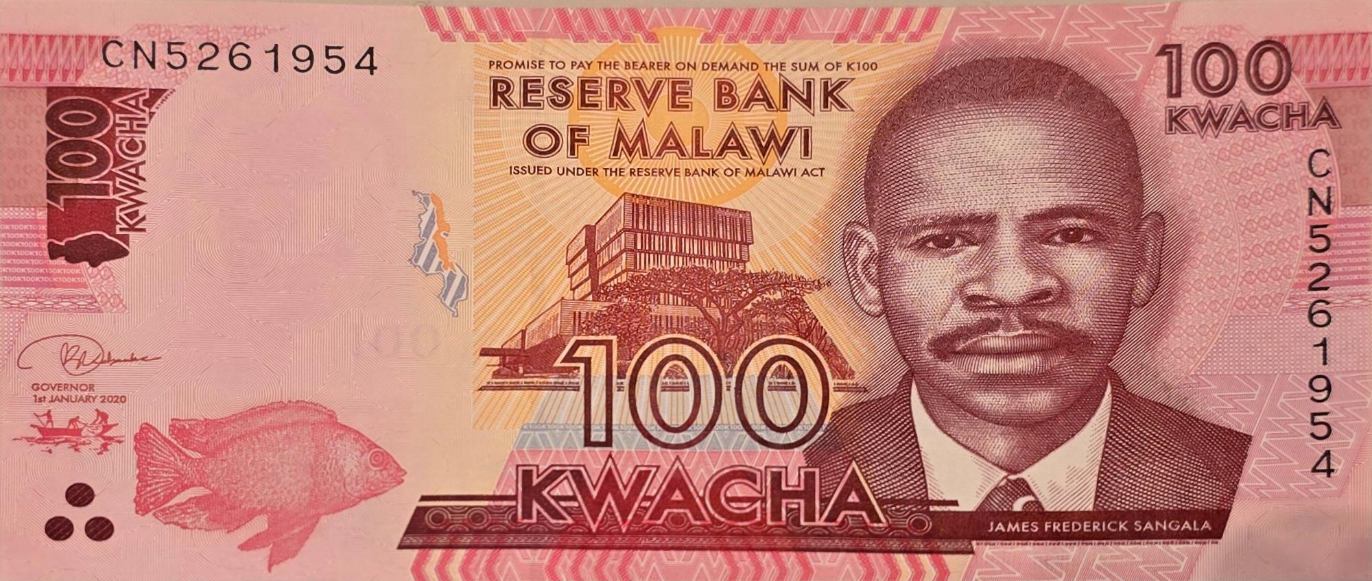 MALAWI 100 Kwacha, B-159e, UNCIRCULATED, 2020, features the College of Medicine
