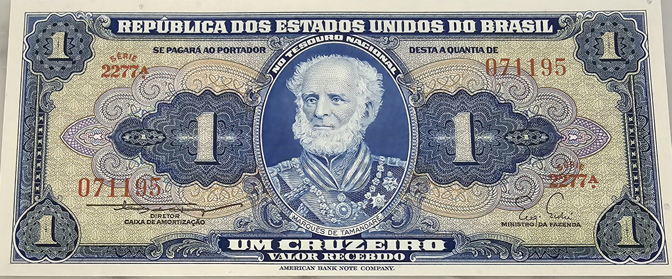 Brazil 1 Cruzeiro Banknote, P-150b, UNCIRCULATED from 1954, features Naval School