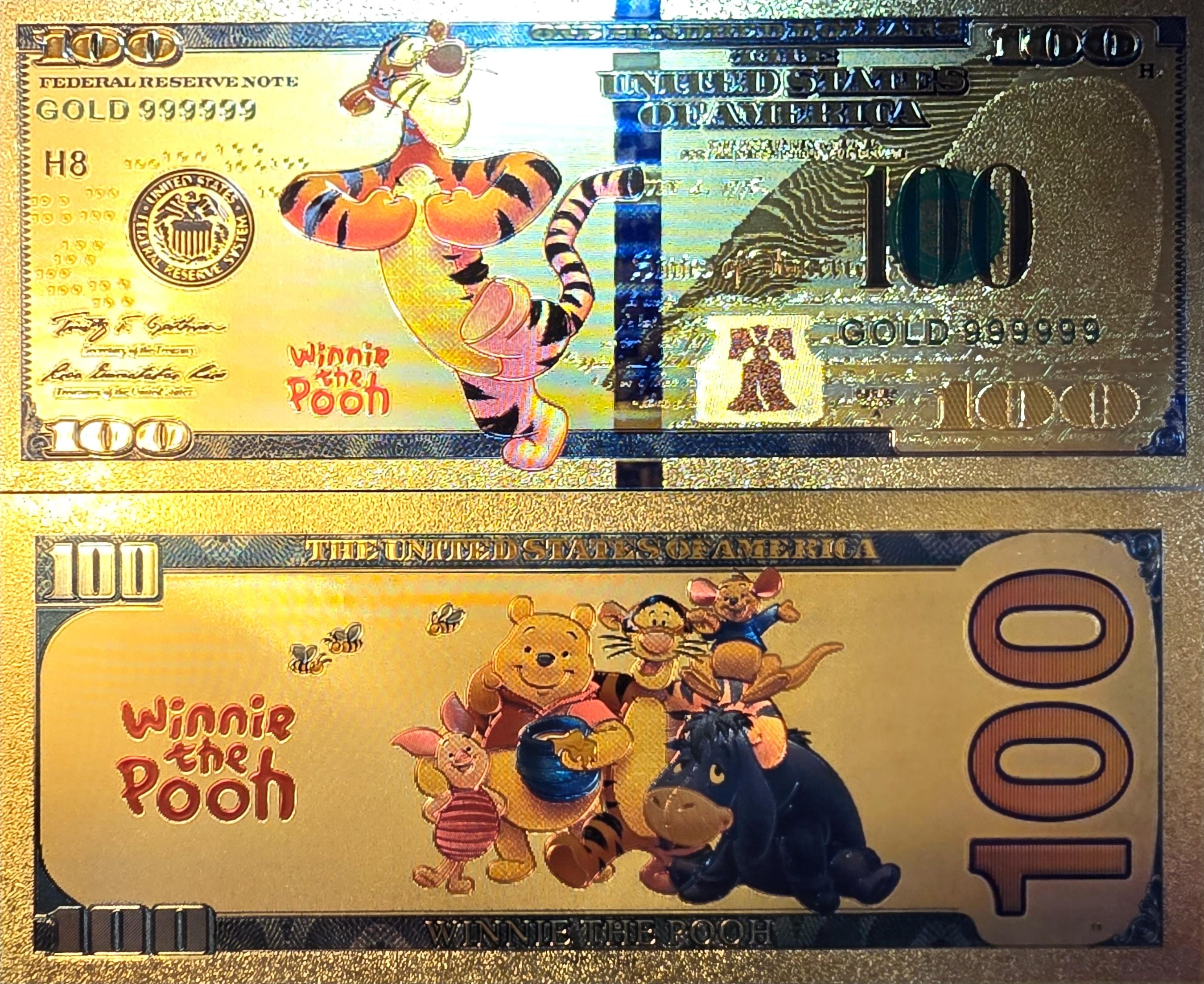 TIGGER from Winnie The Pooh;  .9999 GOLD FOil 100 Note; Comes in a collector display holder