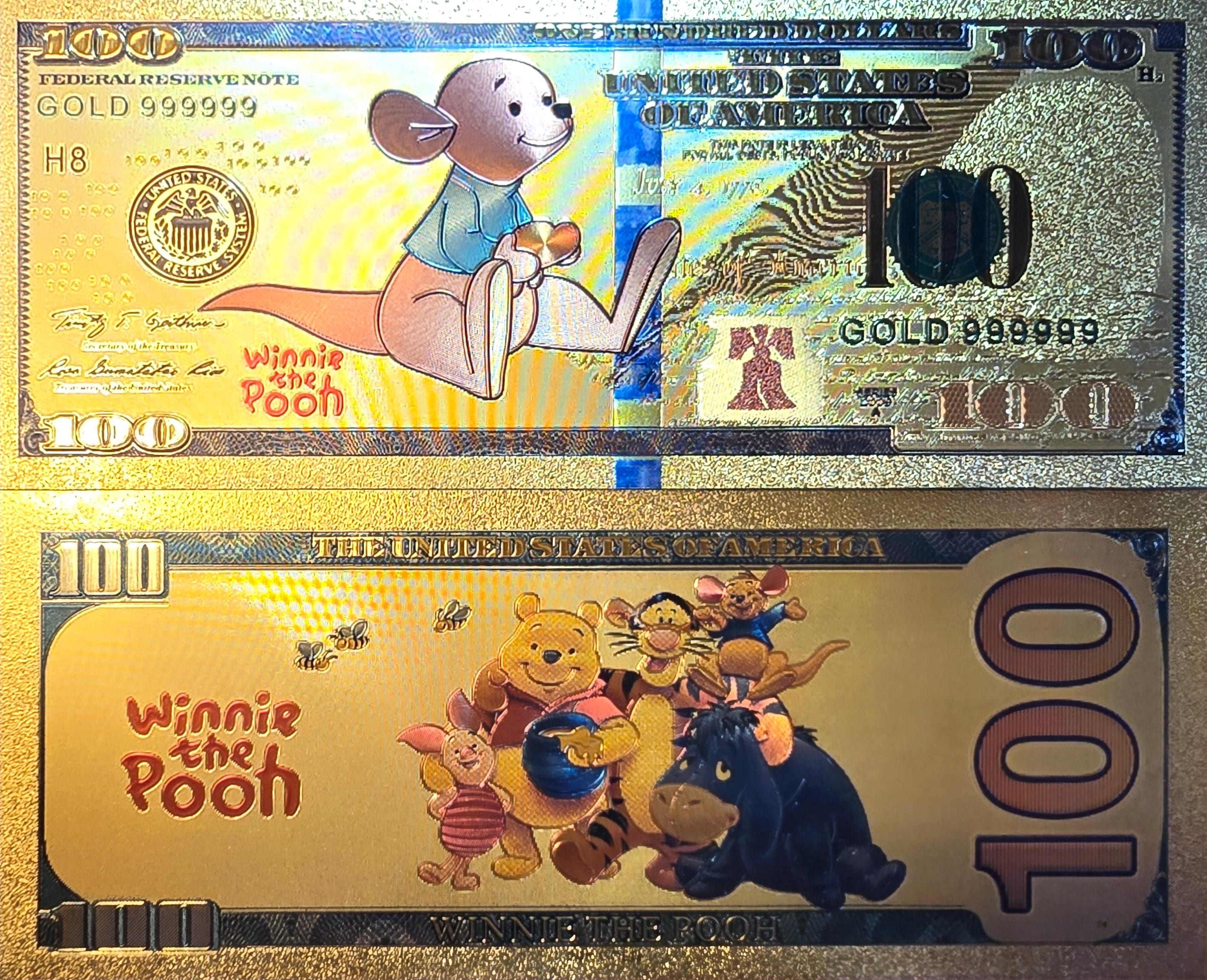 ROO from Winnie The Pooh;  .9999 GOLD FOil 100 Note; Comes in a collector display holder