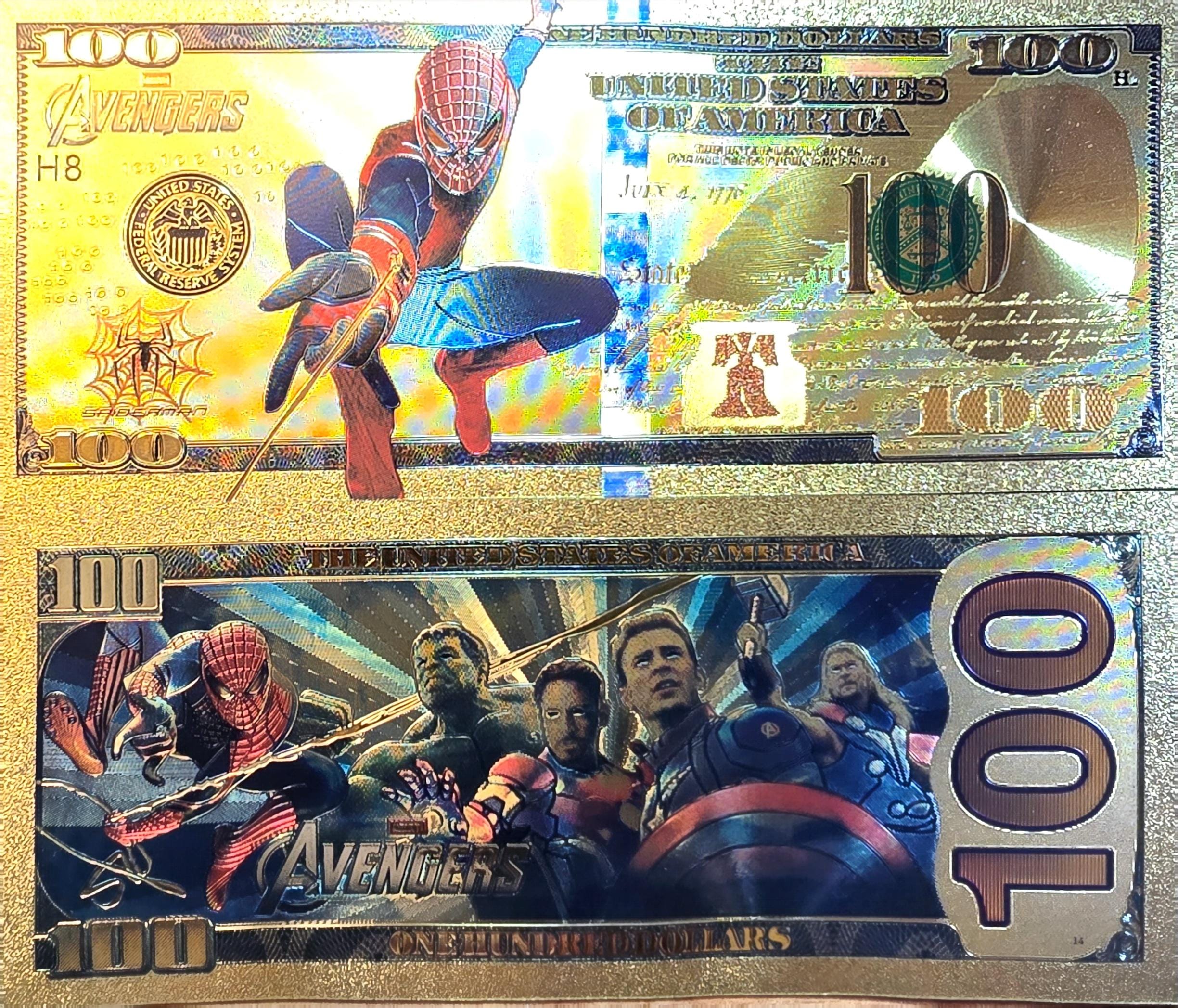 AMAZING SPIDERMAN: With the Avengers, .9999 GOLD Foil Fantasy Note; Comes in a collector display holder