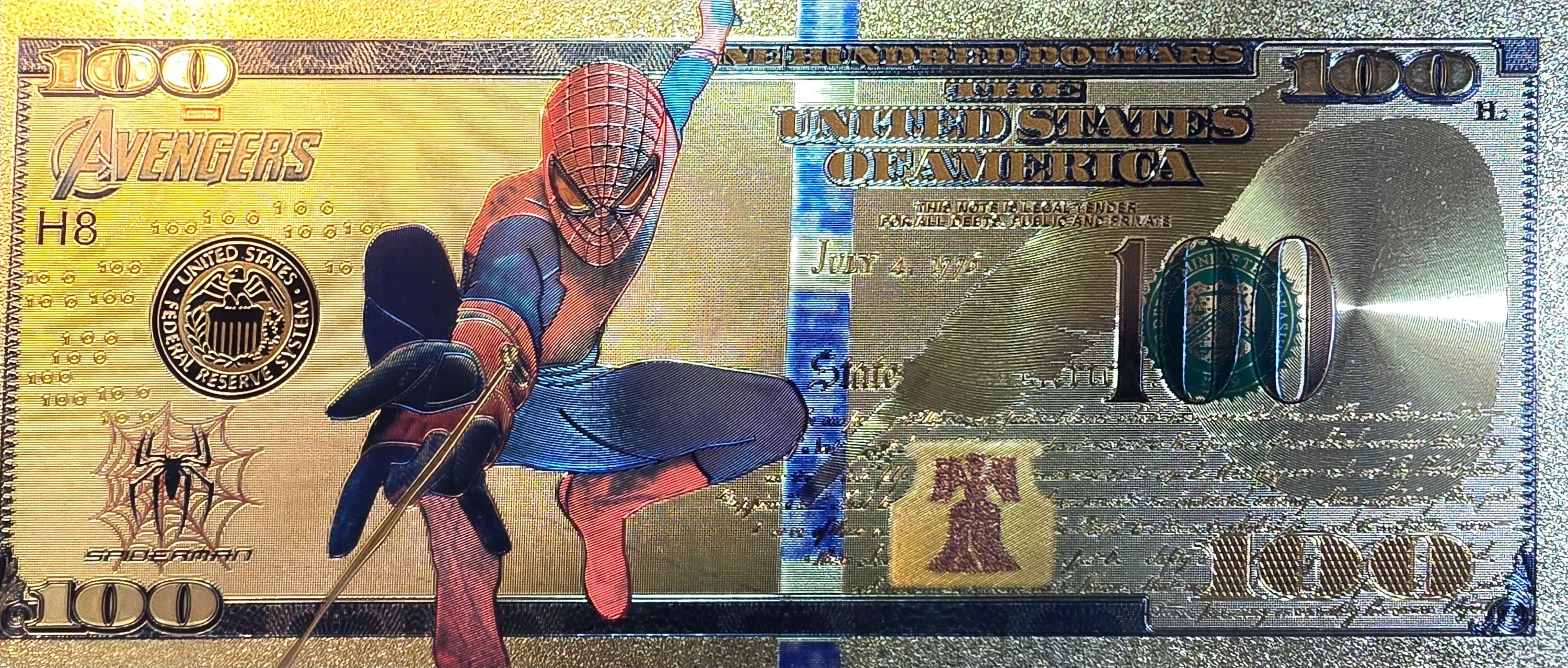 AMAZING SPIDERMAN: With the Avengers, .9999 GOLD Foil Fantasy Note; Comes in a collector display holder