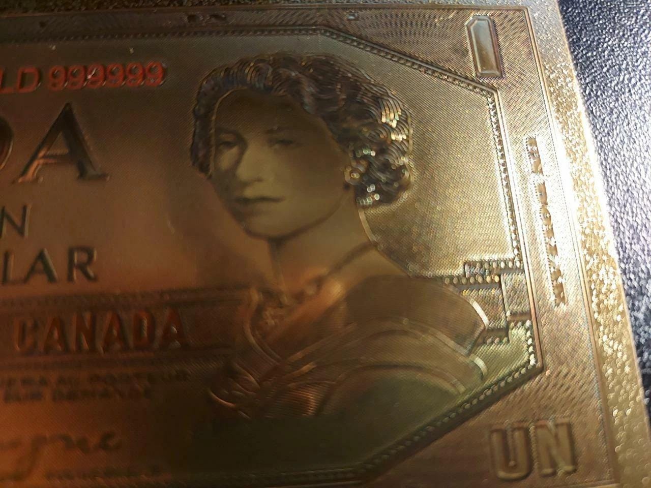 1954 Canada 1 Dollar .9999 GOLD FOIL FANTASY Note with Certificate of Authenticity
