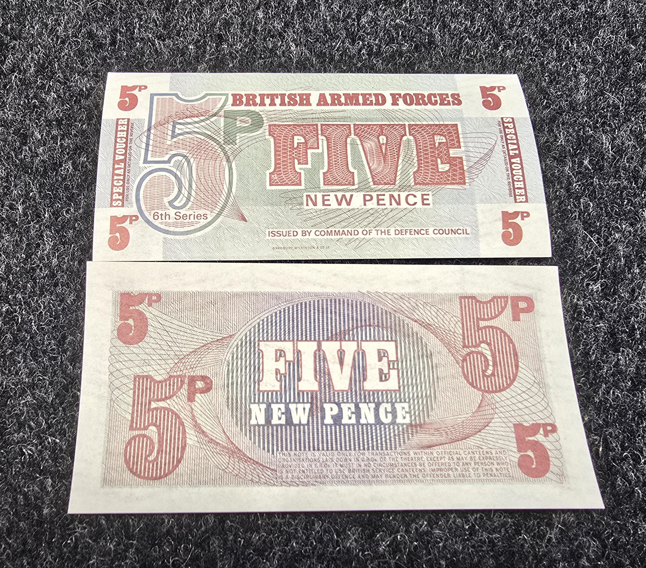 BRITISH Armed Forces MILITARY Certificate; 5 Pence PM-47; Uncirculated, 1972
