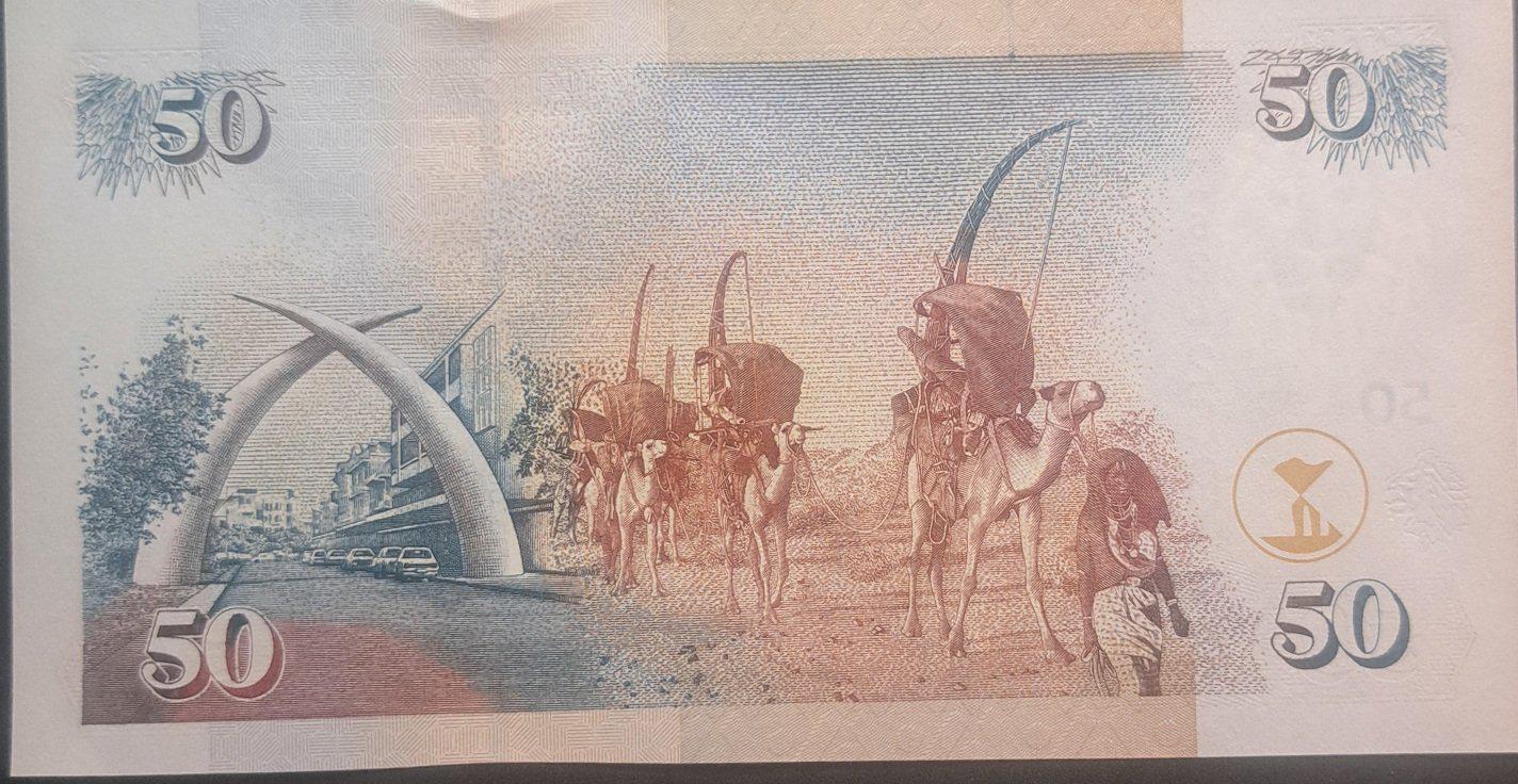 KENYA 50 Shillings; P-41b; UNCIRCULATED, 2004; featuring Camel Caravan