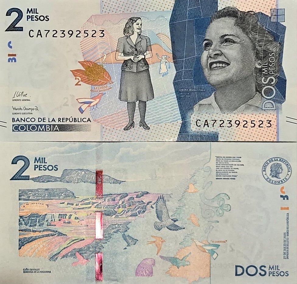 COLOMBIA 2000 Pesos B-993e, UNCIRCULATED, 2021; features birds; Debora Cristales