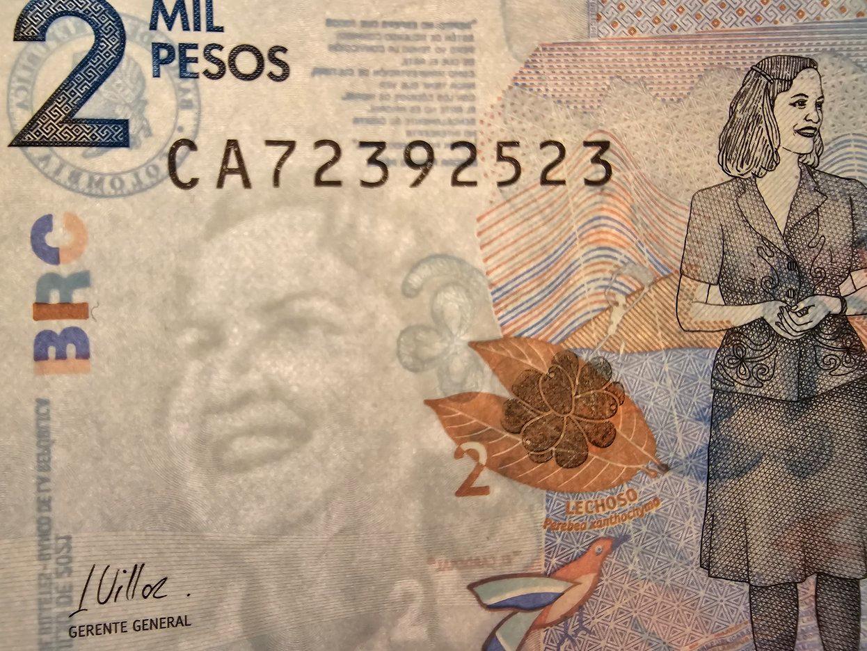 COLOMBIA 2000 Pesos B-993e, UNCIRCULATED, 2021; features birds; Debora Cristales