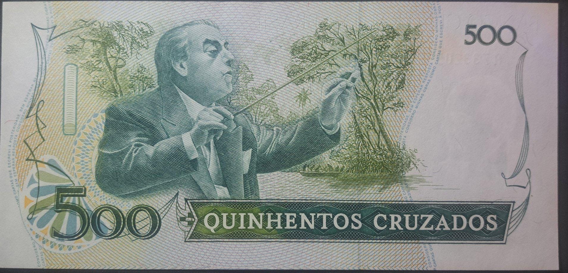 Brazil 500 Cruzados Banknote; P - 212c; UNCIRCULATED from 1987; features H Villa-Lobos