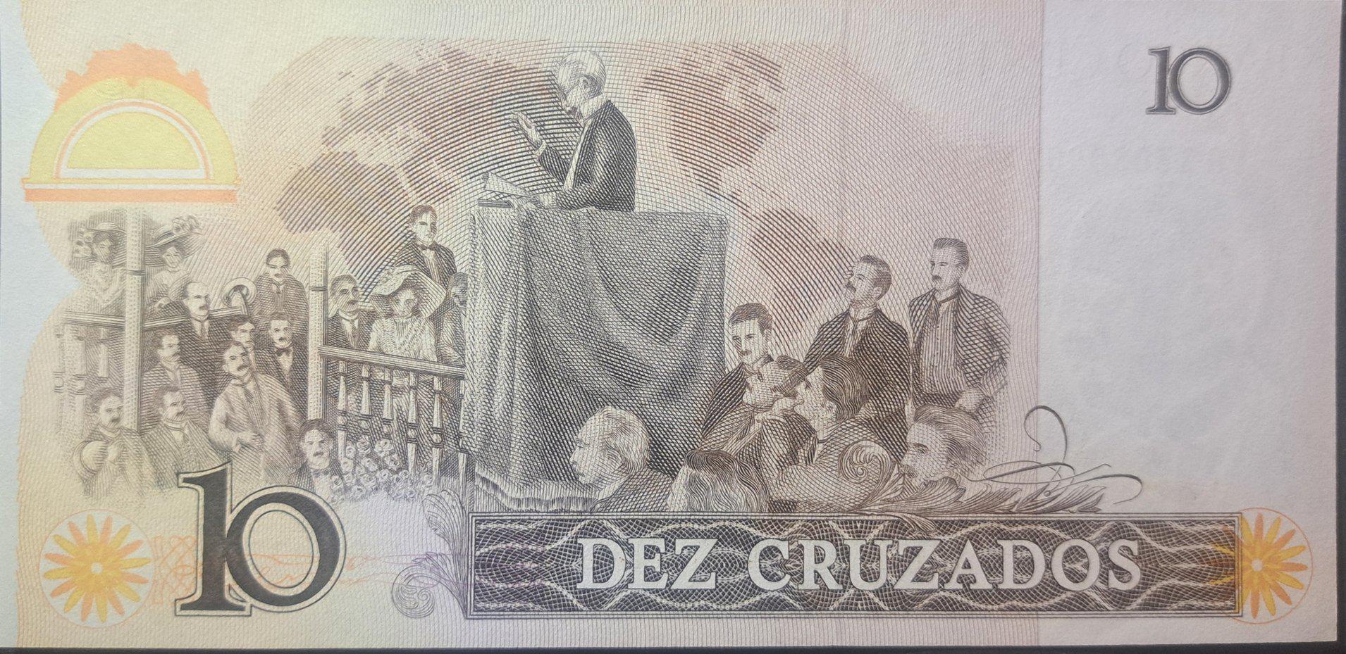 Brazil 10 Cruzados, P -209b; UNCIRCULATED from 1987; features Rui Barbosa