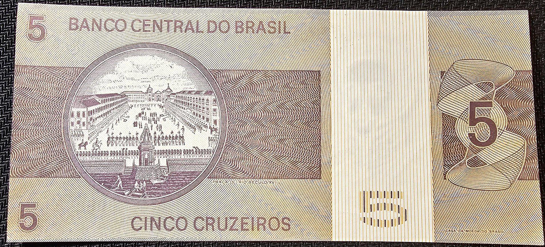 Brazil 5 Cruzeiro Banknote; P -192c; UNCIRCULATED from 1980; Features Dom Pedro I