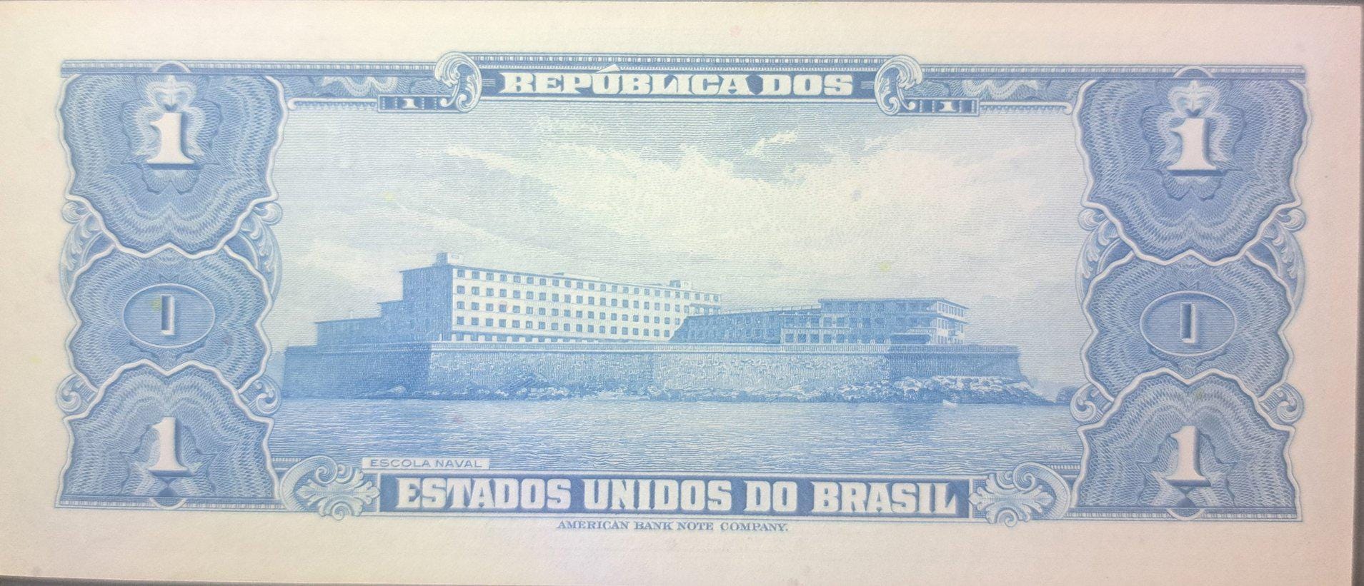 Brazil 1 Cruzeiro, P-150a; UNCIRCULATED from 1954-1958 ~ features Naval School