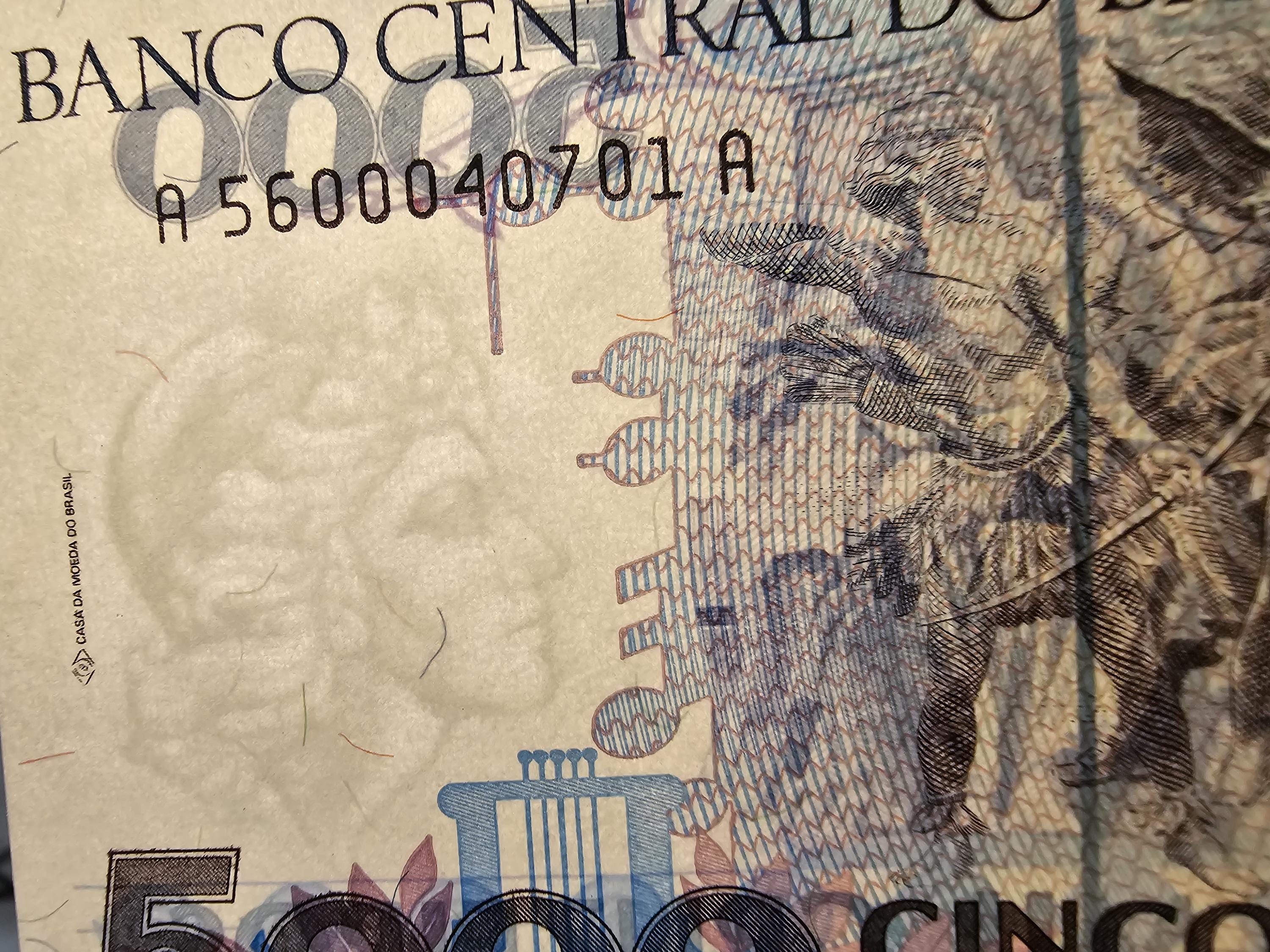 BRAZIL 5000 Cruzeiros banknote, P-232c, Uncirculated, 1993, features C. Gomes