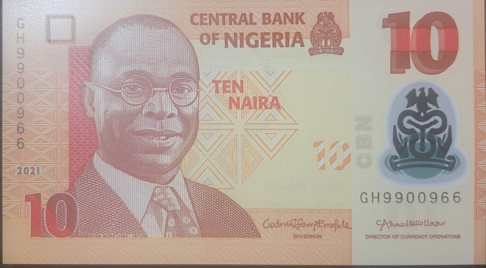 NIGERIA 10 Naira, P-39q, UNCIRCULATED, 2021, features Alvan Ikoku