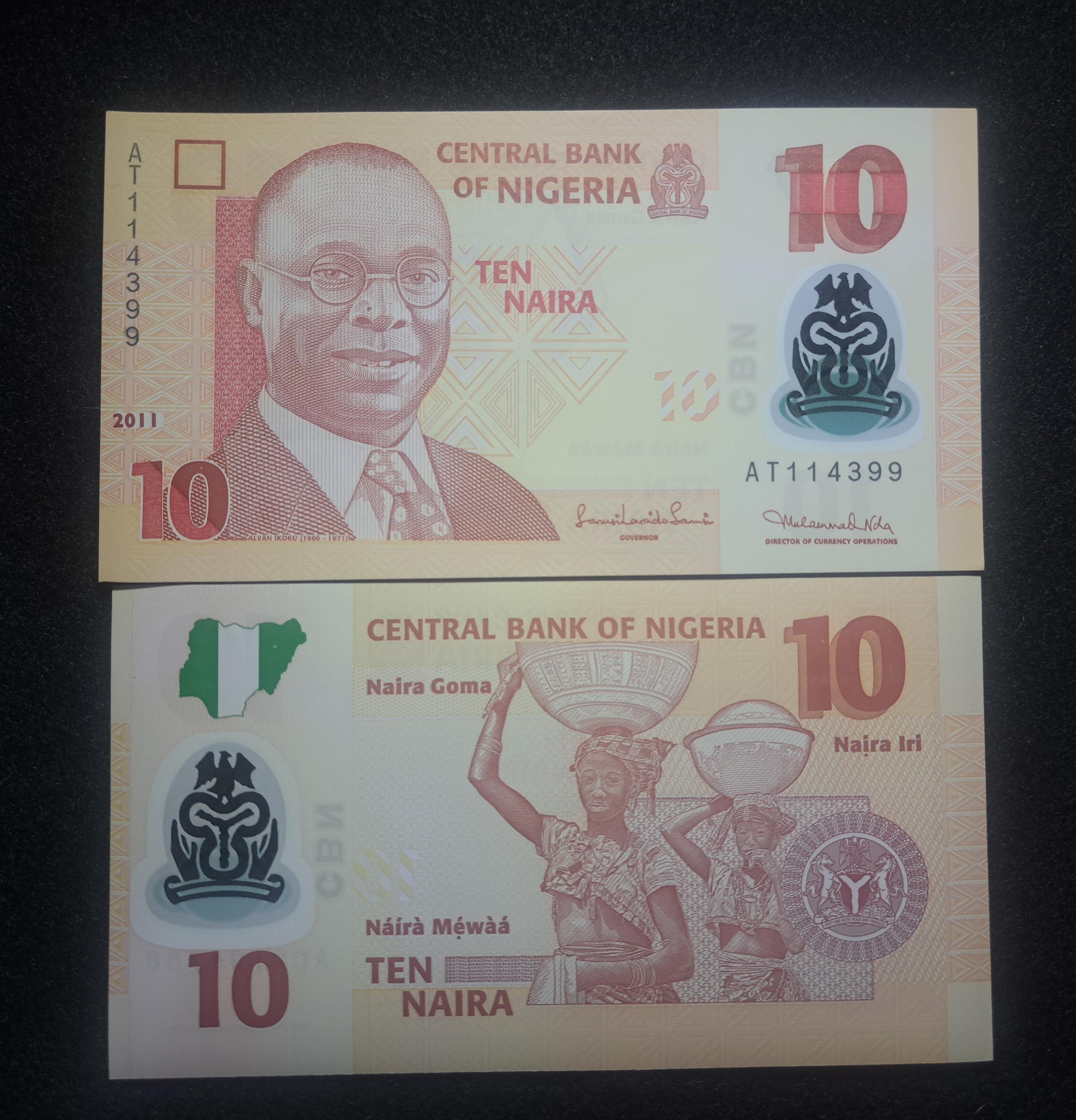 Nigeria 10 Naira, P-39c, UNC from 2011, Alvan Ikoku ~ POLYMER Note