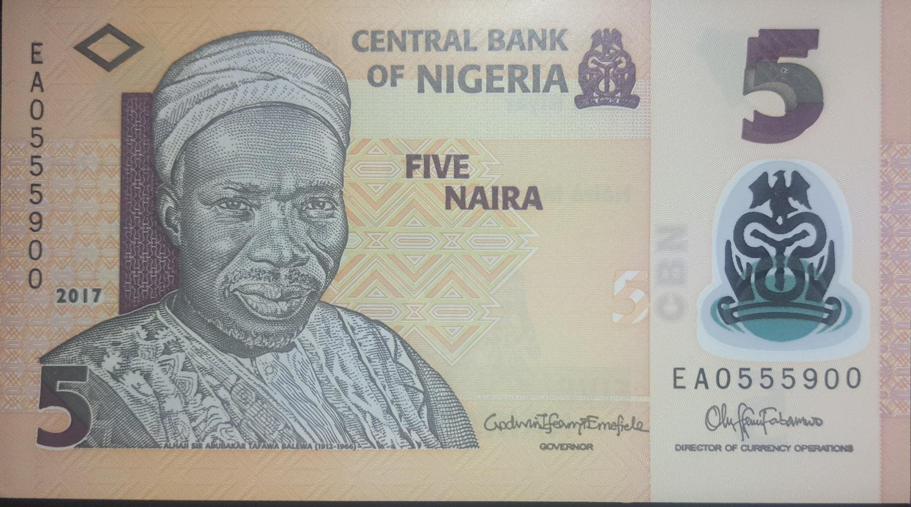 Nigeria 5 Naira; P-38h, UNCIRCULATED, 2017, features Dancers with Drums