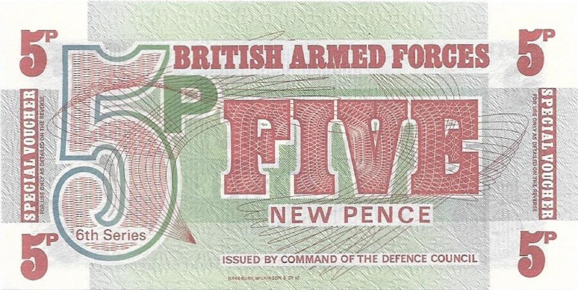 BRITISH Armed Forces MILITARY Certificate; 5 Pence PM-47; Uncirculated, 1972