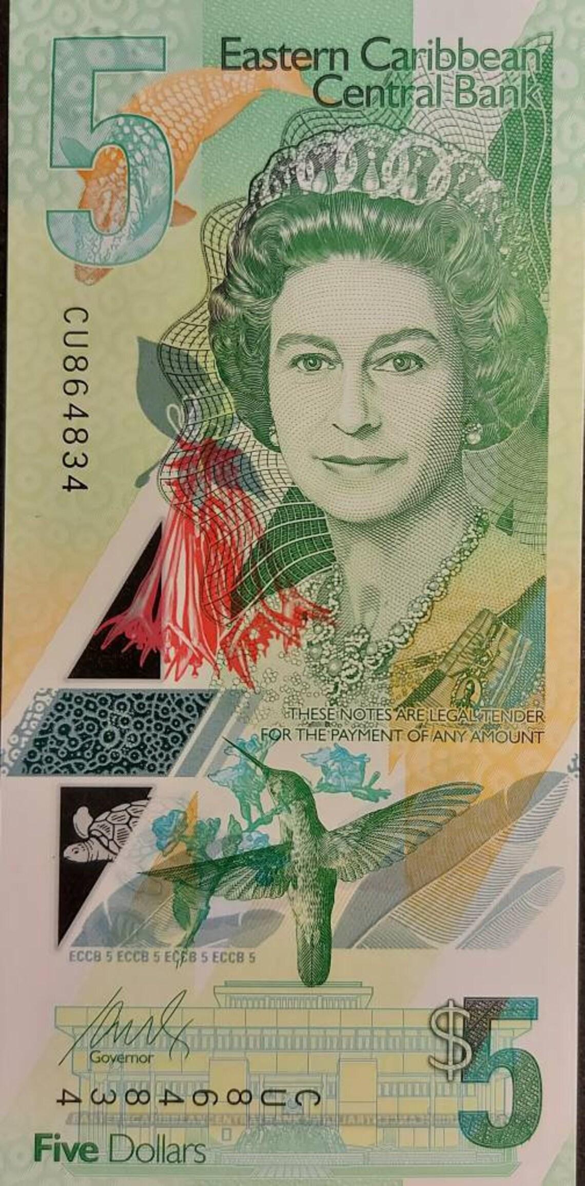 Eastern Caribbean Central Bank 5 Dollars; B-240a; UNCIRCULATED; 2021