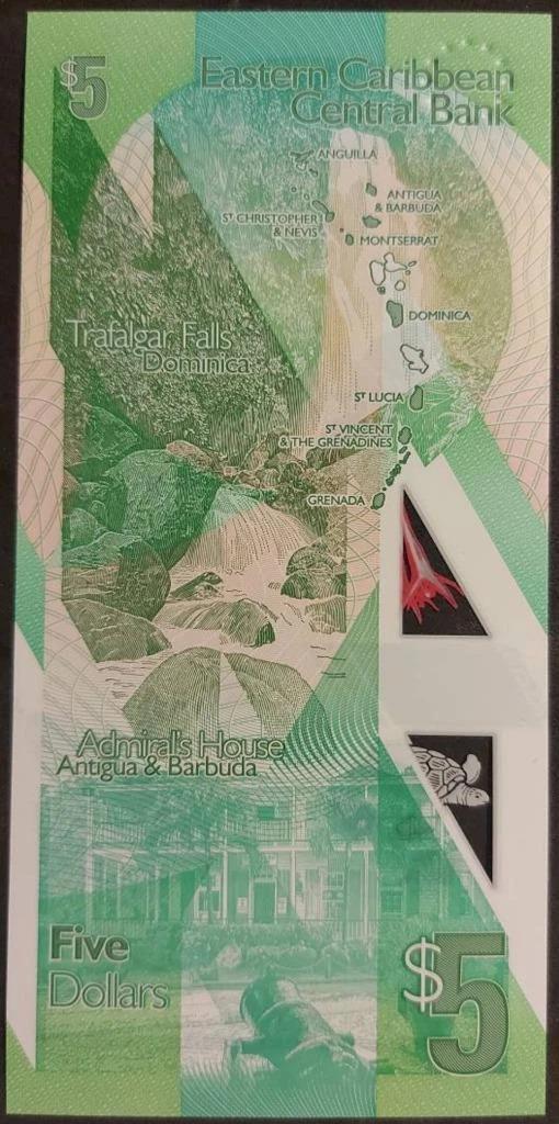 Eastern Caribbean Central Bank 5 Dollars; B-240a; UNCIRCULATED; 2021