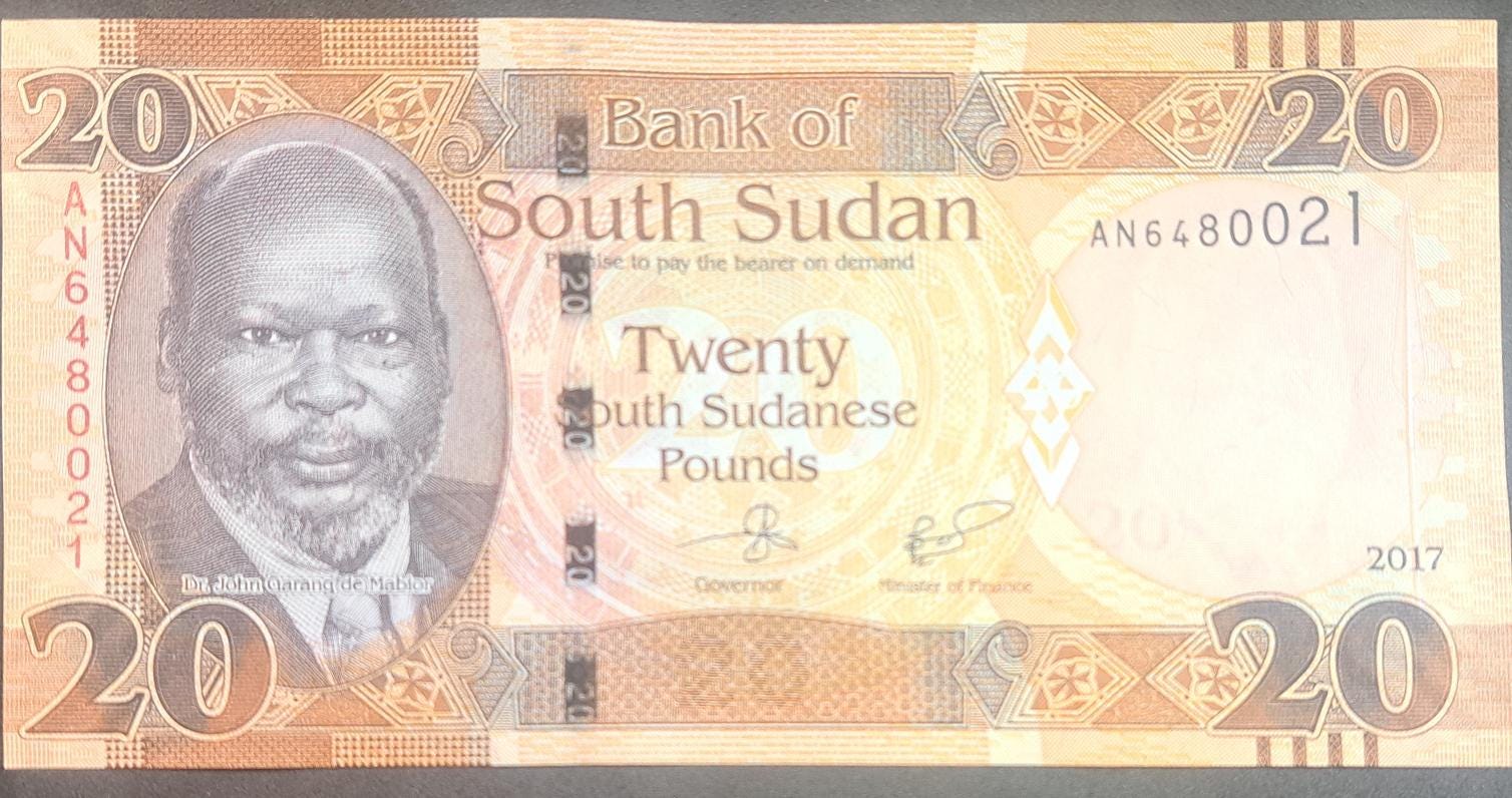 SOUTH SUDAN 20 South Sudanese Pounds; P13c, UNCIRCULATED, 2017; Antelopes